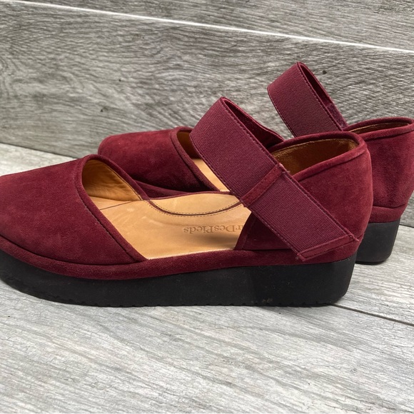 L'Amour Des Pieds Womens Amadour Platform Wedge Sandals Burgundy Suede  9M - Picture 4 of 10